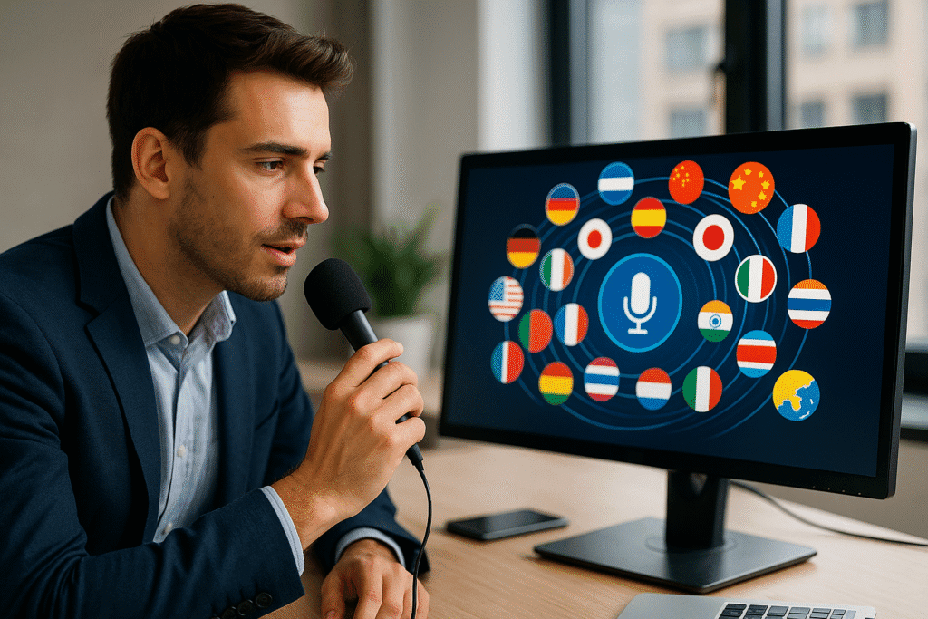 NMultilingual voice typing for global teams - professional using AI assistant with multiple languages