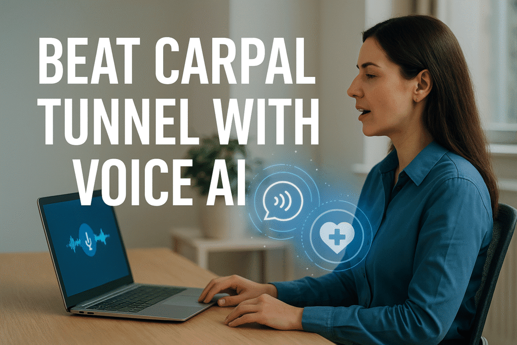 Beat Carpal Tunnel with Voice AI illustration showing professional using voice assistant