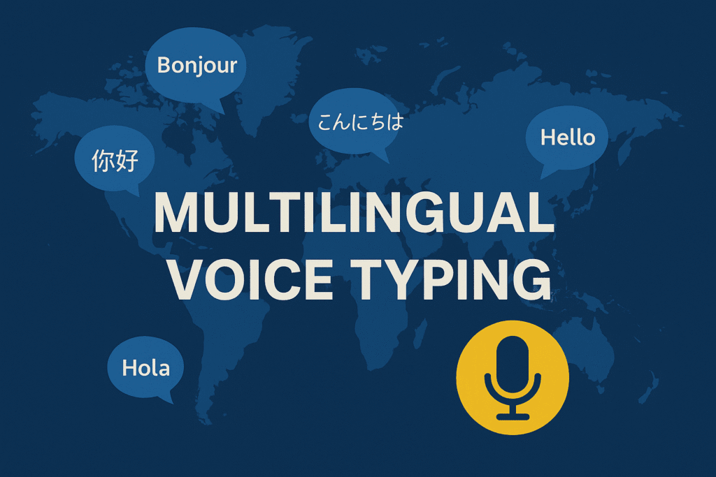 Multilingual voice typing illustration world map