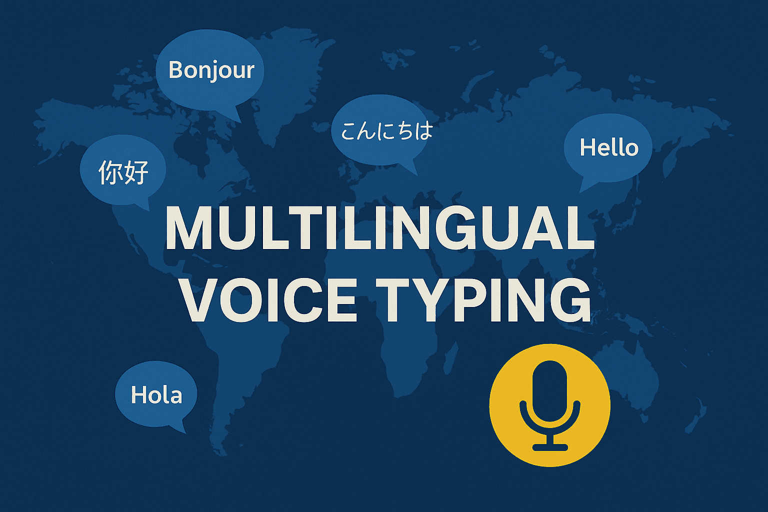 Multilingual Voice Typing: Write in 140+ Languages Without Typing Multilingual voice typing illustration world map
