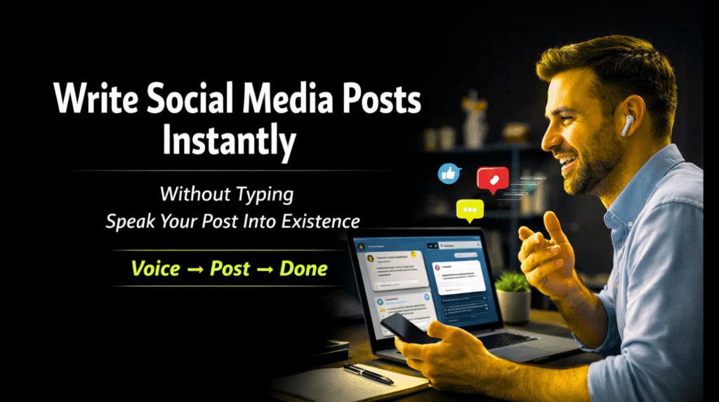 write social media posts without typing