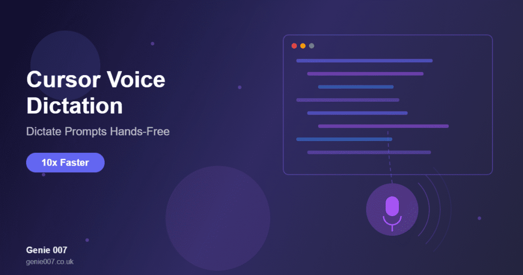Cursor voice dictation setup guide showing IDE with voice input for vibe coding