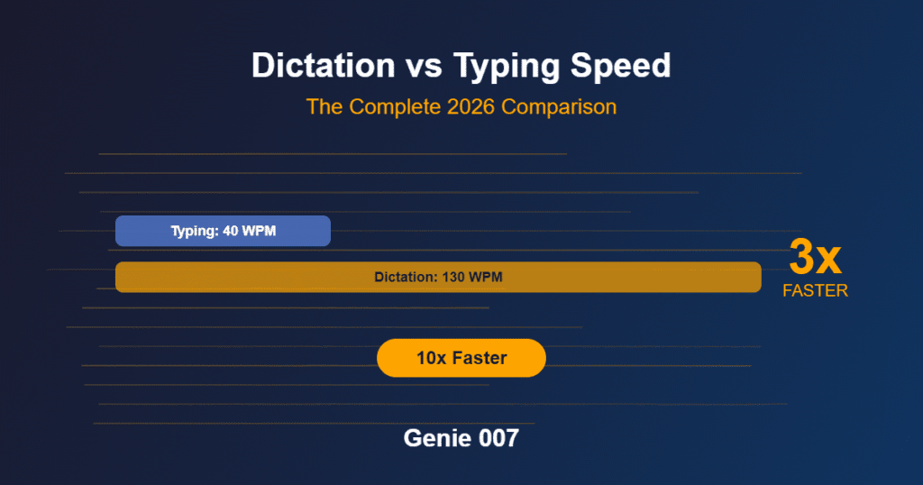 Dictation vs typing speed comparison - voice typing is 3x faster than keyboard typing